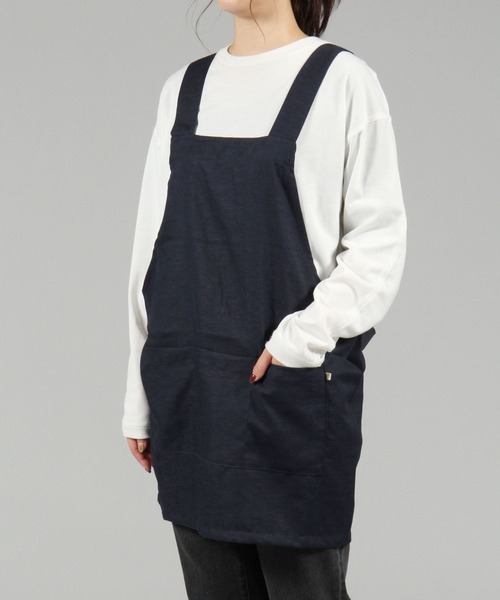 studio CLIP（スタディオクリップ）の「リネン混H型エプロン S（エプロン・レディース・イエロー/ネイビー・FREE）」の5枚目の写真