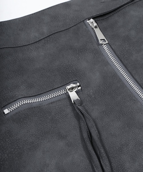 Figments（フィグメンツ）の「フロントZIP合皮ミニスカート（スカート・レディース・ブラック・MEDIUM/SMALL）」の4枚目の写真