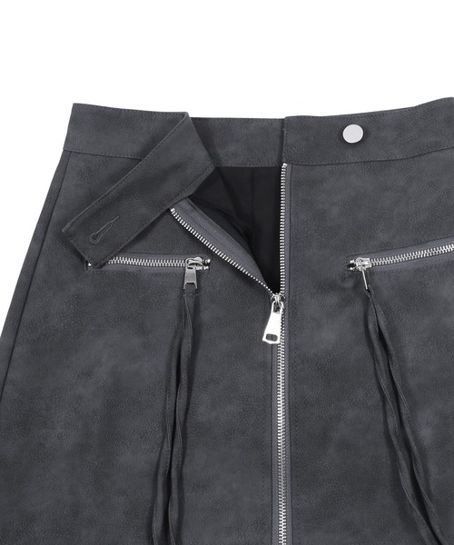 Figments（フィグメンツ）の「フロントZIP合皮ミニスカート（スカート・レディース・ブラック・MEDIUM/SMALL）」の5枚目の写真