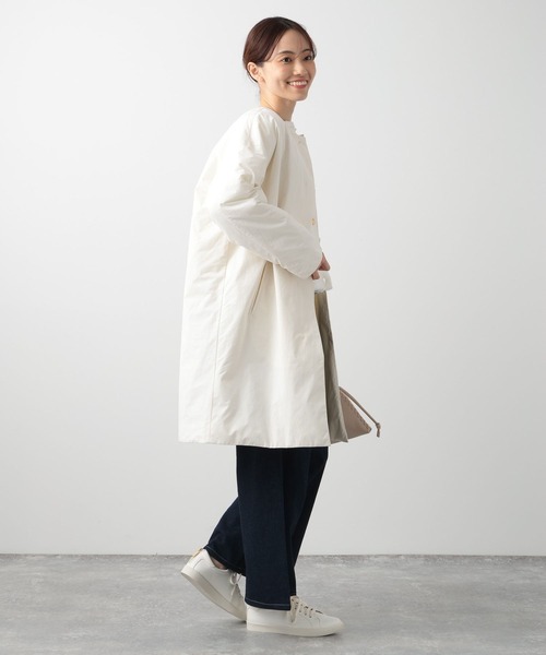 BARNYARDSTORM(バンヤードストーム)の「BARNYARDSTORM / ノーカラー中綿コート(ノーカラーコート・レディース・ネイビー/オフホワイト・0/1)」の5枚目の写真