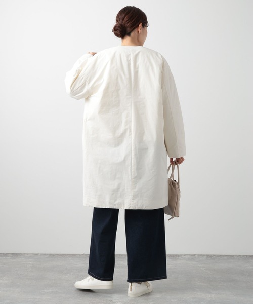 BARNYARDSTORM(バンヤードストーム)の「BARNYARDSTORM / ノーカラー中綿コート(ノーカラーコート・レディース・ネイビー/オフホワイト・0/1)」の6枚目の写真