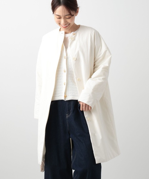 BARNYARDSTORM(バンヤードストーム)の「BARNYARDSTORM / ノーカラー中綿コート(ノーカラーコート・レディース・ネイビー/オフホワイト・0/1)」の7枚目の写真