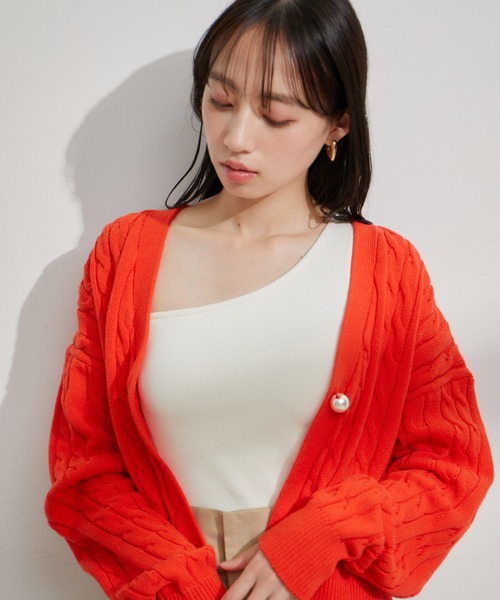 VIS（ビス）の「ワンショルダーテレコタンクトップ（タンクトップ・レディース・ライトグリーン/ブラック/キナリ・FREE）」の15枚目の写真