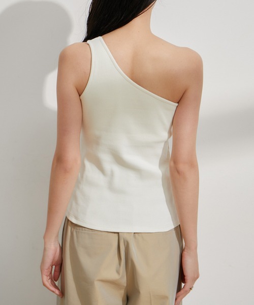 VIS（ビス）の「ワンショルダーテレコタンクトップ（タンクトップ・レディース・ライトグリーン/ブラック/キナリ・FREE）」の19枚目の写真