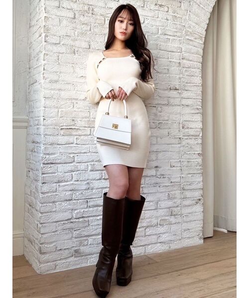 RESEXXY（リゼクシー）の「パールビーズリブニットワンピース（ワンピース・レディース・アイボリー/ブラック・SMALL/MEDIUM）」の11枚目の写真