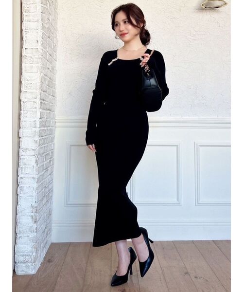 RESEXXY（リゼクシー）の「パールビーズリブニットワンピース（ワンピース・レディース・アイボリー/ブラック・SMALL/MEDIUM）」の17枚目の写真