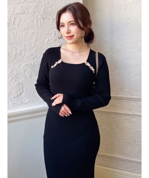 RESEXXY（リゼクシー）の「パールビーズリブニットワンピース（ワンピース・レディース・アイボリー/ブラック・SMALL/MEDIUM）」の18枚目の写真