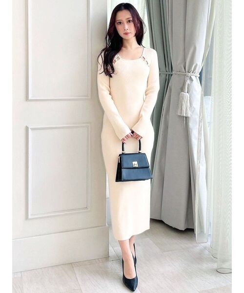 RESEXXY（リゼクシー）の「パールビーズリブニットワンピース（ワンピース・レディース・アイボリー/ブラック・SMALL/MEDIUM）」の20枚目の写真