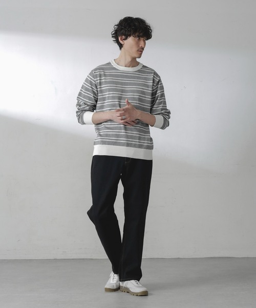 セール】C/SORONA プレーティングボーダーニットTシャツ（T