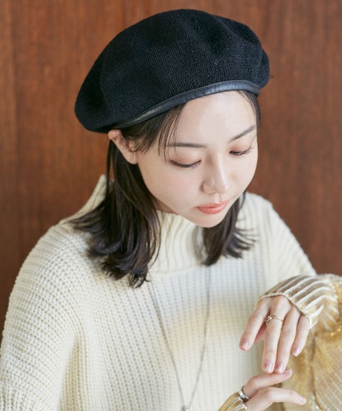 VIS（ビス）の「【手洗いOK】サーモベレー帽（ハンチング/ベレー帽・レディース・ベージュ/ブラック・FREE）」の9枚目の写真
