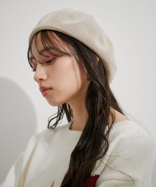 VIS（ビス）の「【手洗いOK】サーモベレー帽（ハンチング/ベレー帽・レディース・ベージュ/ブラック・FREE）」の13枚目の写真