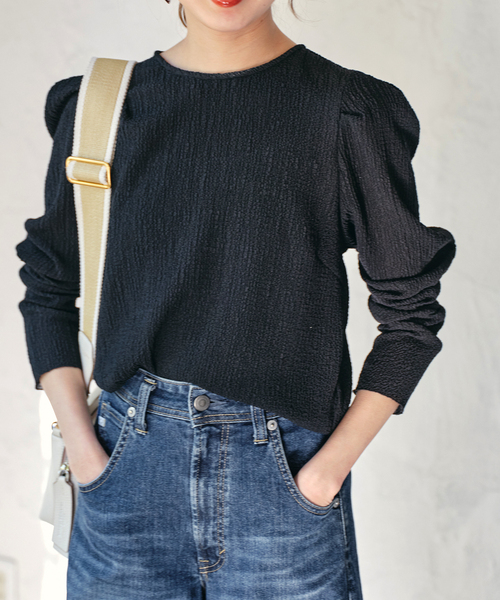 Spick & Span(スピックアンドスパン)の「シュリンクタックスリーブブラウス(シャツ/ブラウス・レディース・ブラック/ホワイト/オレンジ・FREE)」の8枚目の写真