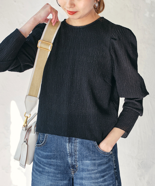 Spick & Span(スピックアンドスパン)の「シュリンクタックスリーブブラウス(シャツ/ブラウス・レディース・ブラック/ホワイト/オレンジ・FREE)」の13枚目の写真
