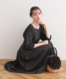 couture brooch | 【リボン付け外し2WAY/洗える】デニムライクワンピース(ワンピース)