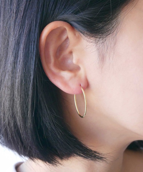 L.Ａ.H ヴァンドーム青山　フープピアス　シルバー k18 K18YG フープピアス（大）（ピアス（両耳用））｜va vendome
