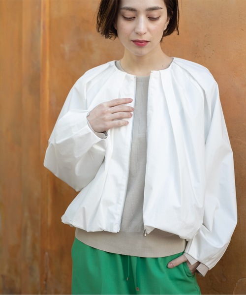 OPAQUE.CLIP（オペークドットクリップ）の「◆コットンタックZIPブルゾン【洗濯機洗い可】（ブルゾン・レディース・ナチュラル/ホワイト・38/40/42）」の2枚目の写真