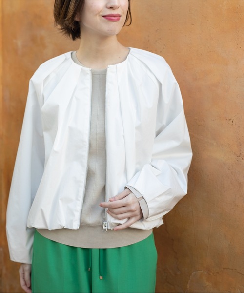 OPAQUE.CLIP（オペークドットクリップ）の「◆コットンタックZIPブルゾン【洗濯機洗い可】（ブルゾン・レディース・ナチュラル/ホワイト・38/40/42）」の3枚目の写真