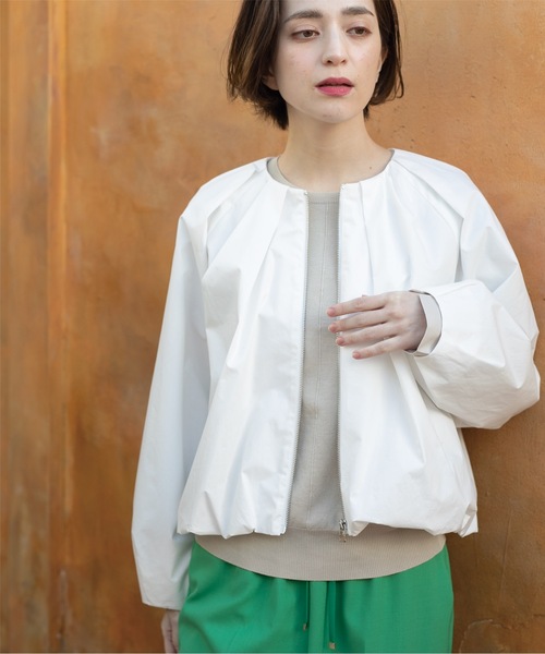 OPAQUE.CLIP（オペークドットクリップ）の「◆コットンタックZIPブルゾン【洗濯機洗い可】（ブルゾン・レディース・ナチュラル/ホワイト・38/40/42）」の5枚目の写真