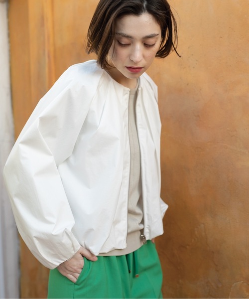 OPAQUE.CLIP（オペークドットクリップ）の「◆コットンタックZIPブルゾン【洗濯機洗い可】（ブルゾン・レディース・ナチュラル/ホワイト・38/40/42）」の6枚目の写真