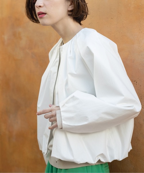 OPAQUE.CLIP（オペークドットクリップ）の「◆コットンタックZIPブルゾン【洗濯機洗い可】（ブルゾン・レディース・ナチュラル/ホワイト・38/40/42）」の7枚目の写真