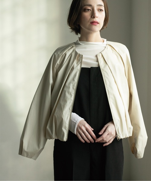 OPAQUE.CLIP（オペークドットクリップ）の「◆コットンタックZIPブルゾン【洗濯機洗い可】（ブルゾン・レディース・ナチュラル/ホワイト・38/40/42）」の11枚目の写真