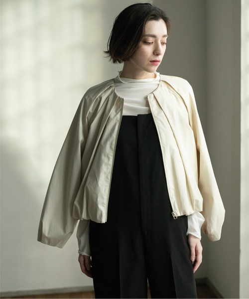 OPAQUE.CLIP（オペークドットクリップ）の「◆コットンタックZIPブルゾン【洗濯機洗い可】（ブルゾン・レディース・ナチュラル/ホワイト・38/40/42）」の12枚目の写真