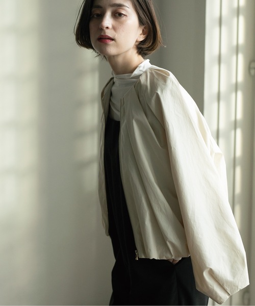 OPAQUE.CLIP（オペークドットクリップ）の「◆コットンタックZIPブルゾン【洗濯機洗い可】（ブルゾン・レディース・ナチュラル/ホワイト・38/40/42）」の13枚目の写真