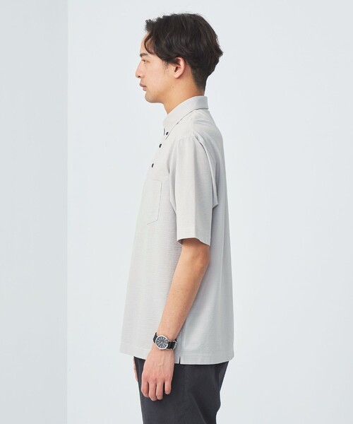 green label relaxing（グリーンレーベルリラクシング）の「サッカー ストライプ ボタンダウンカラー 半袖 ポロシャツ -吸水速乾-（ポロシャツ・メンズ・コバルトブルー/ネイビー/ライトグレー・S/M/L/XL/XXL）」の8枚目の写真