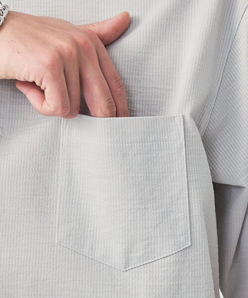 green label relaxing（グリーンレーベルリラクシング）の「サッカー ストライプ ボタンダウンカラー 半袖 ポロシャツ -吸水速乾-（ポロシャツ・メンズ・コバルトブルー/ネイビー/ライトグレー・S/M/L/XL/XXL）」の13枚目の写真