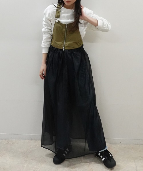 CORNERS（コーナーズ）の「ナイロン×オーガンジーマルチWAYサロペットワンピ（ワンピース・レディース・チャコールグレー/ベージュ系その他/カーキ/ブラック・M）」の13枚目の写真