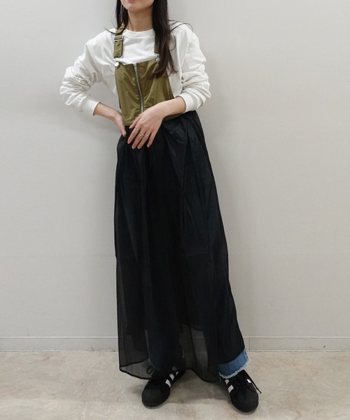 CORNERS（コーナーズ）の「ナイロン×オーガンジーマルチWAYサロペットワンピ（ワンピース・レディース・チャコールグレー/ベージュ系その他/カーキ/ブラック・M）」の14枚目の写真