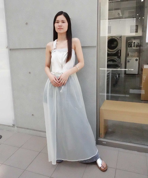 CORNERS（コーナーズ）の「ナイロン×オーガンジーマルチWAYサロペットワンピ（ワンピース・レディース・チャコールグレー/ベージュ系その他/カーキ/ブラック・M）」の7枚目の写真