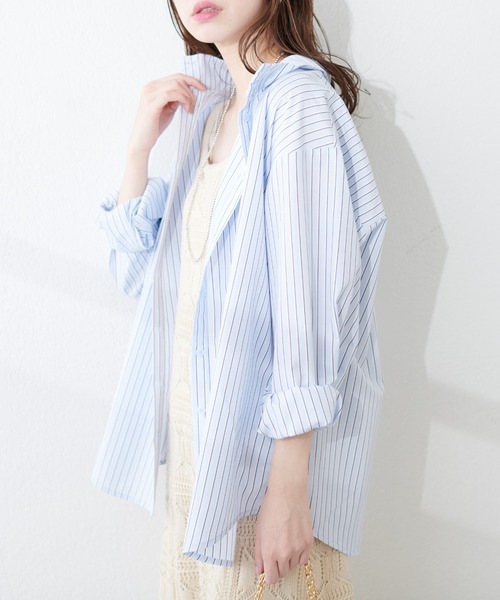 natural couture(ナチュラルクチュール)の「2WAYハイネックゆるシャツ(シャツ/ブラウス・レディース・オフホワイト/ブルー/その他1/その他2・FREE)」の3枚目の写真
