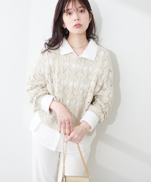 natural couture(ナチュラルクチュール)の「2WAYハイネックゆるシャツ(シャツ/ブラウス・レディース・オフホワイト/ブルー/その他1/その他2・FREE)」の8枚目の写真