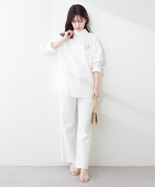 natural couture(ナチュラルクチュール)の「2WAYハイネックゆるシャツ(シャツ/ブラウス・レディース・オフホワイト/ブルー/その他1/その他2・FREE)」の6枚目の写真
