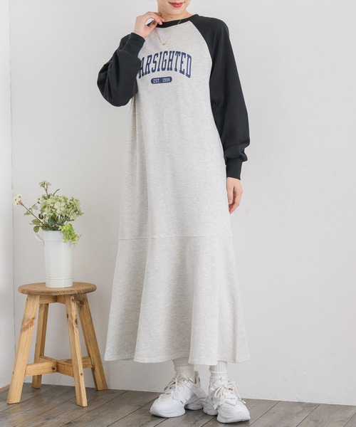 RETRO GIRL(レトロガール)の「マーメイドスウェットOP(ワンピース・レディース・ホワイト系その他/ナチュラル/チャコールグレー・FREE)」の2枚目の写真