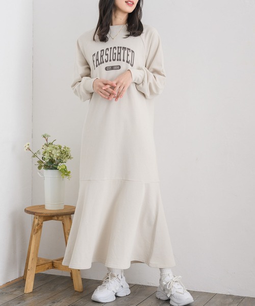 RETRO GIRL(レトロガール)の「マーメイドスウェットOP(ワンピース・レディース・ホワイト系その他/ナチュラル/チャコールグレー・FREE)」の1枚目の写真