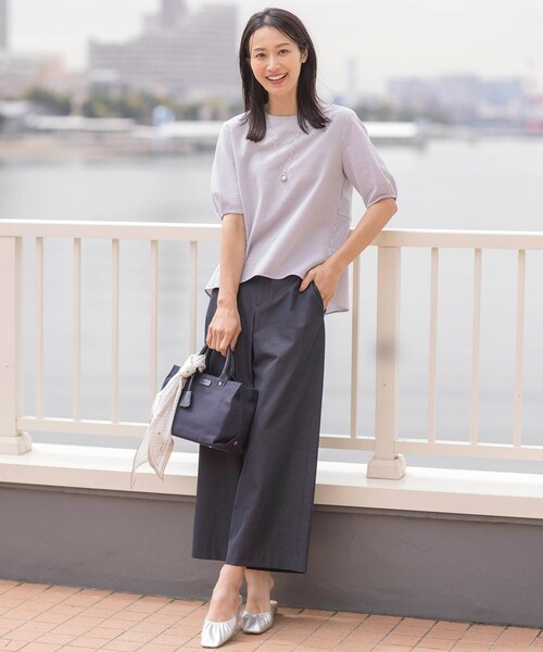 J.PRESS Ladies(J.プレス レディス)の「【WEB限定カラーあり・抗菌消臭・吸水速乾】サッカージャージー 5分袖 ペプラム カットソー(Tシャツ/カットソー・レディース・ふじ色系1/ブルー系1/ライトグレー系1/ネイビー系/ブラウン系1・SMALL)」の10枚目の写真