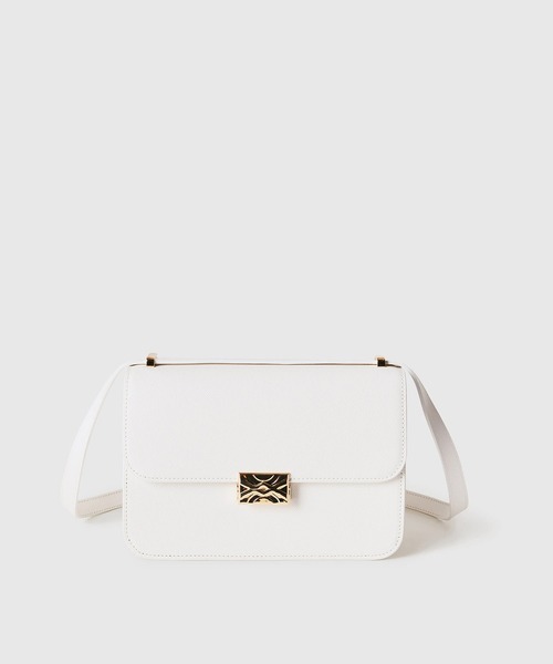 BENETTON (UNITED COLORS OF BENETTON)（ベネトンユナイテッドカラーズオブベネトン）の「メタルロゴフェイクレザーミディアムショルダーバッグ（ショルダーバッグ・レディース・ブラック/ホワイト・FREE）」の2枚目の写真