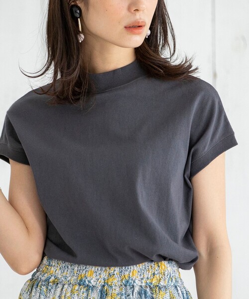 coen（コーエン）の「USAコットンリピTフレンチスリーブ（Tシャツ/カットソー・レディース・オフホワイト/ナチュラル/その他4/モカ/ダークグレー/コバルトブルー/その他3/その他2/その他1/ブラック・L/M）」の3枚目の写真