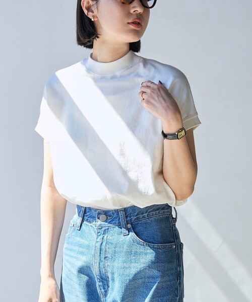 coen（コーエン）の「USAコットンリピTフレンチスリーブ（Tシャツ/カットソー・レディース・オフホワイト/ナチュラル/その他4/モカ/ダークグレー/コバルトブルー/その他3/その他2/その他1/ブラック・L/M）」の12枚目の写真