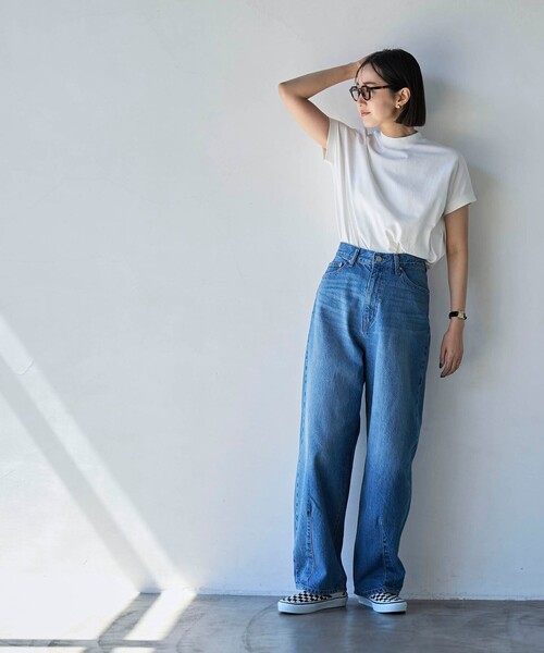 coen（コーエン）の「USAコットンリピTフレンチスリーブ（Tシャツ/カットソー・レディース・オフホワイト/ナチュラル/その他4/モカ/ダークグレー/コバルトブルー/その他3/その他2/その他1/ブラック・L/M）」の14枚目の写真