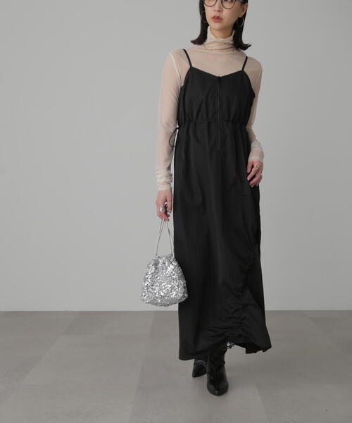 FREE'S MART(フリーズマート)の「◇ナイロンドロストシャーリングジャンスカ(ワンピース・レディース・ホワイト/ブラック・MEDIUM/SMALL)」の2枚目の写真