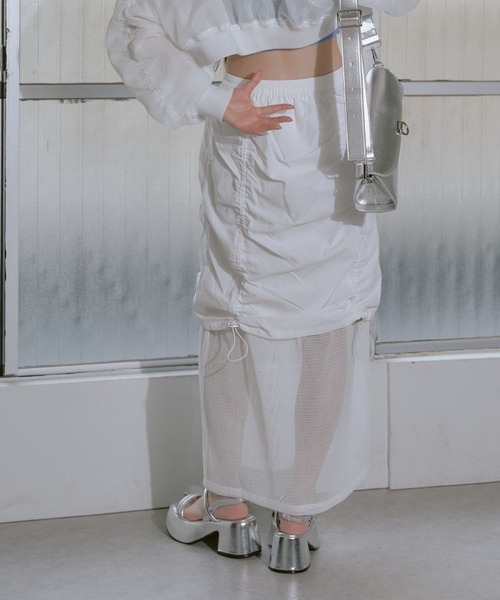 RAY CASSIN（レイカズン）の「メッシュリバーシブルドロストスカート（スカート・レディース・ブラック/ブルー/ホワイト・FREE）」の17枚目の写真