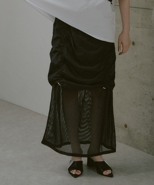 RAY CASSIN（レイカズン）の「メッシュリバーシブルドロストスカート（スカート・レディース・ブラック/ブルー/ホワイト・FREE）」の10枚目の写真