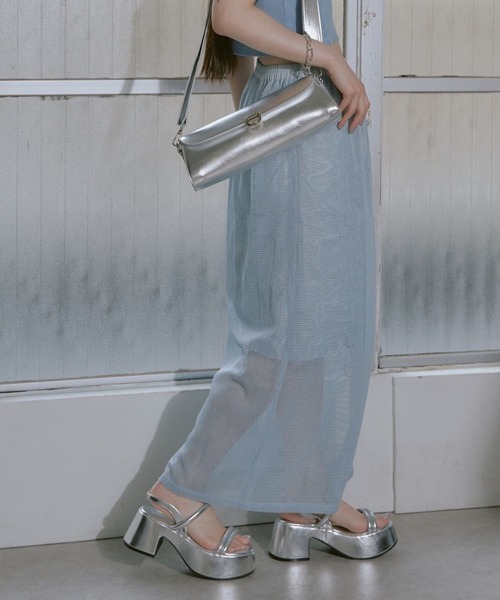 RAY CASSIN（レイカズン）の「メッシュリバーシブルドロストスカート（スカート・レディース・ブラック/ブルー/ホワイト・FREE）」の16枚目の写真