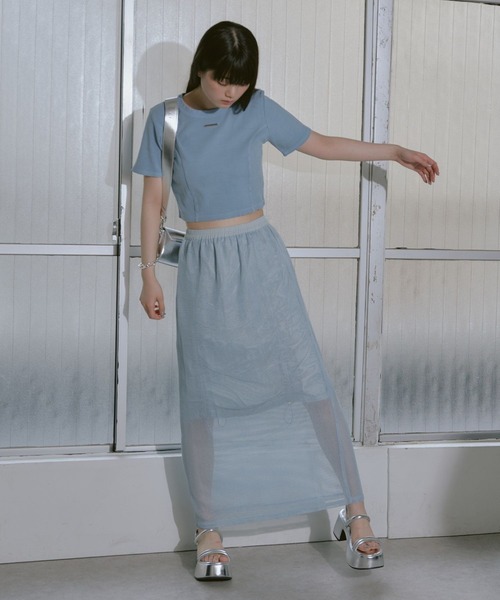 RAY CASSIN（レイカズン）の「メッシュリバーシブルドロストスカート（スカート・レディース・ブラック/ブルー/ホワイト・FREE）」の13枚目の写真