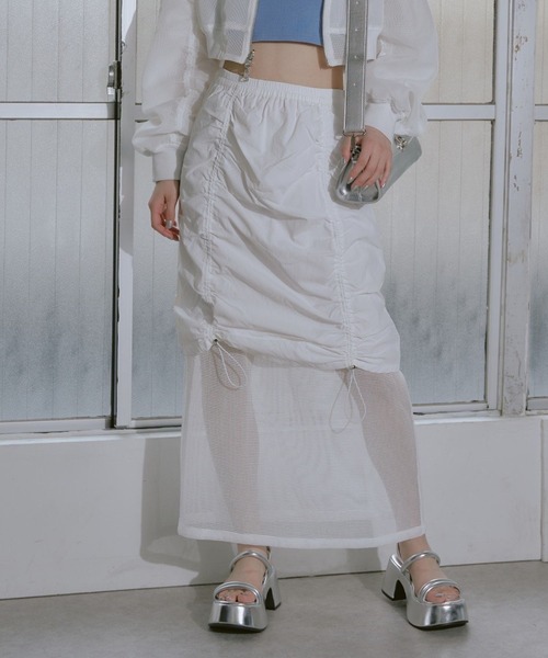 RAY CASSIN（レイカズン）の「メッシュリバーシブルドロストスカート（スカート・レディース・ブラック/ブルー/ホワイト・FREE）」の19枚目の写真