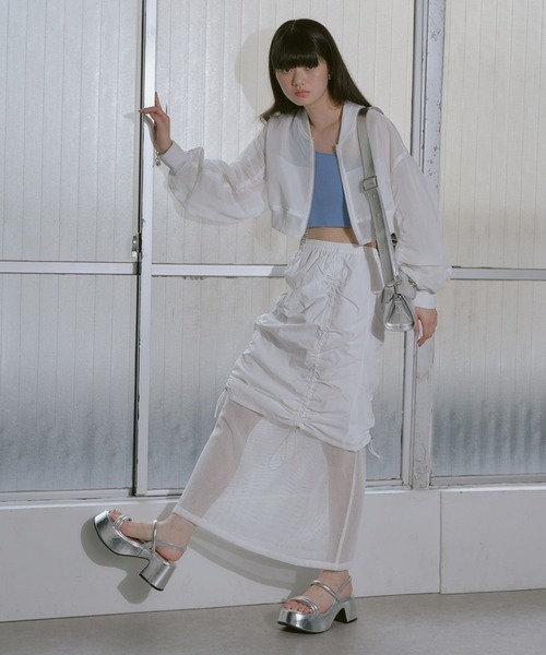 RAY CASSIN（レイカズン）の「メッシュリバーシブルドロストスカート（スカート・レディース・ブラック/ブルー/ホワイト・FREE）」の18枚目の写真