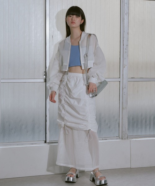 RAY CASSIN（レイカズン）の「メッシュリバーシブルドロストスカート（スカート・レディース・ブラック/ブルー/ホワイト・FREE）」の20枚目の写真